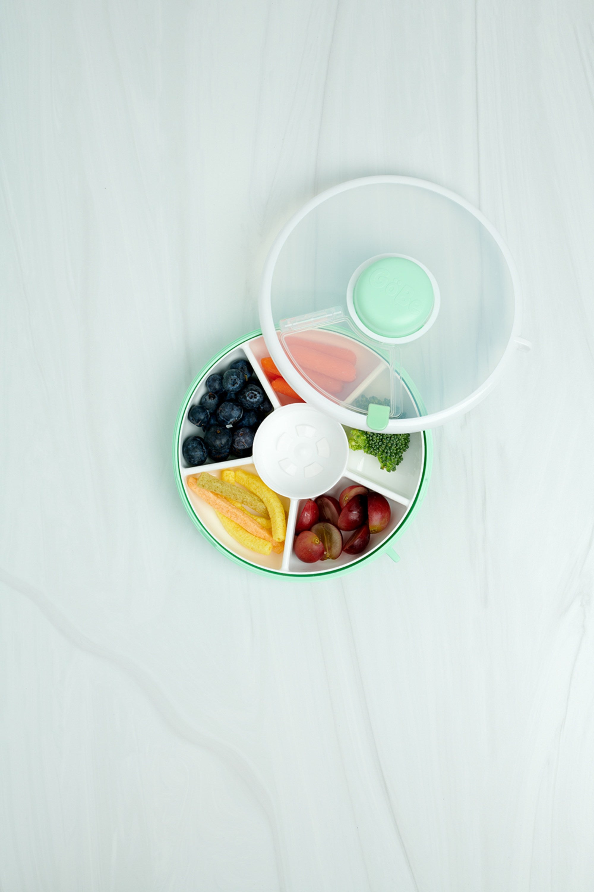 GoBe Snack Spinner – pojemnik na przekąski, interaktywny, szczelny i łatwy w obsłudze, kolor: mint green