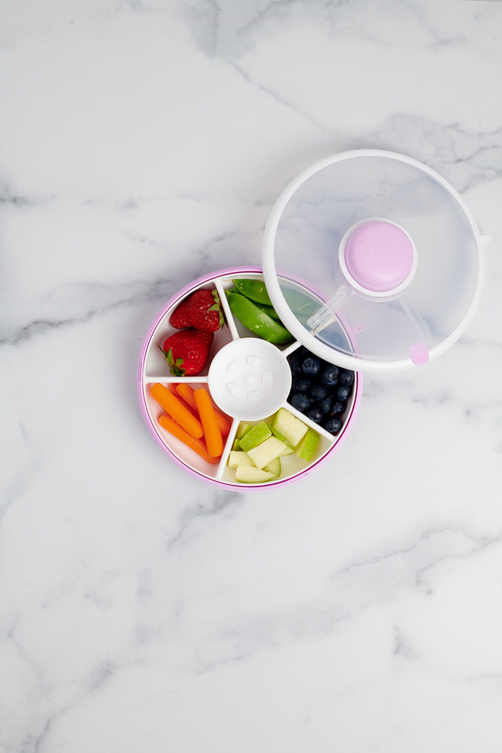 GoBe Snack Spinner – pojemnik na przekąski, interaktywny, szczelny i łatwy w obsłudze, kolor: taro purple