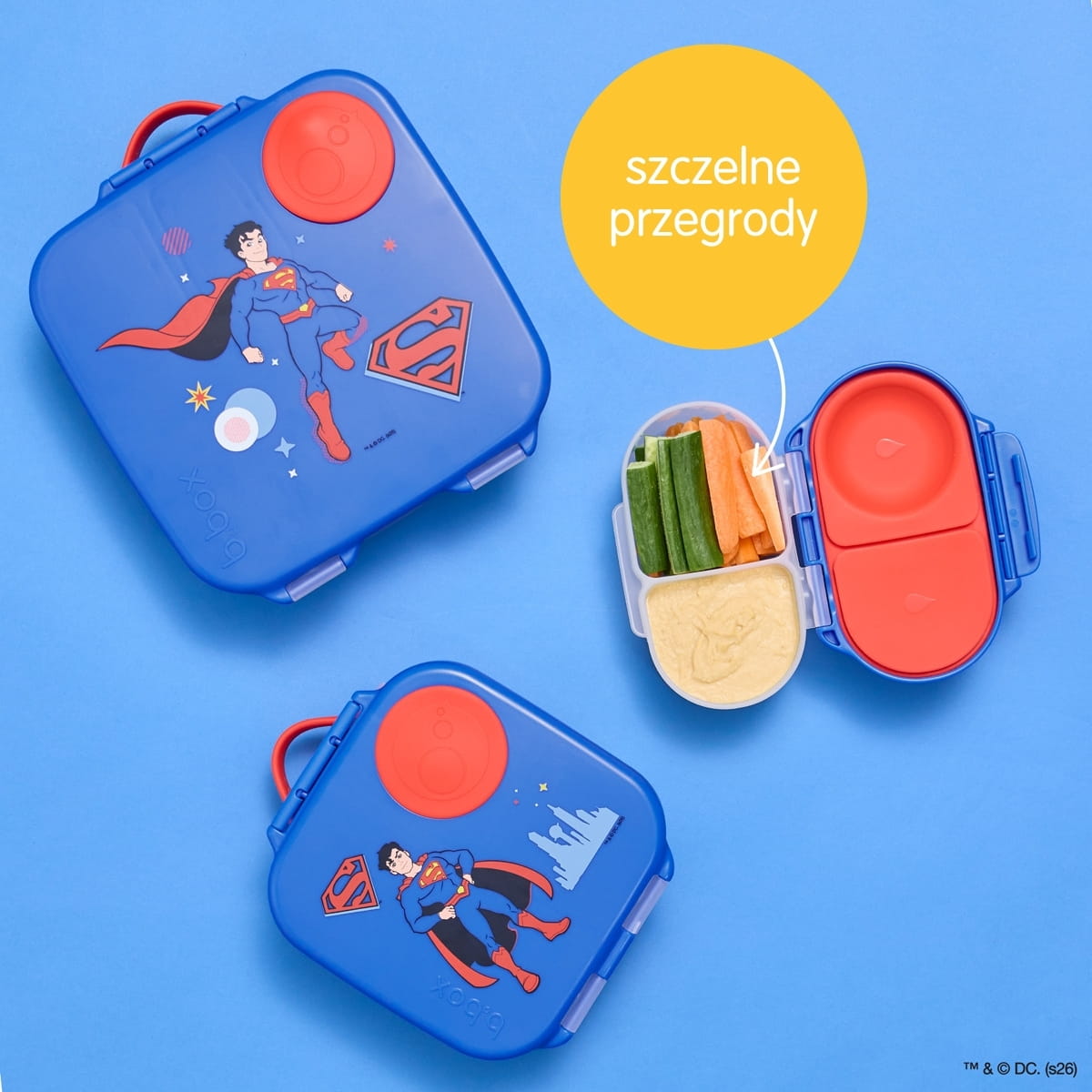 Niebiesko-czerwony mały pojemnik b-box snackbox Superman na drobne przekąski