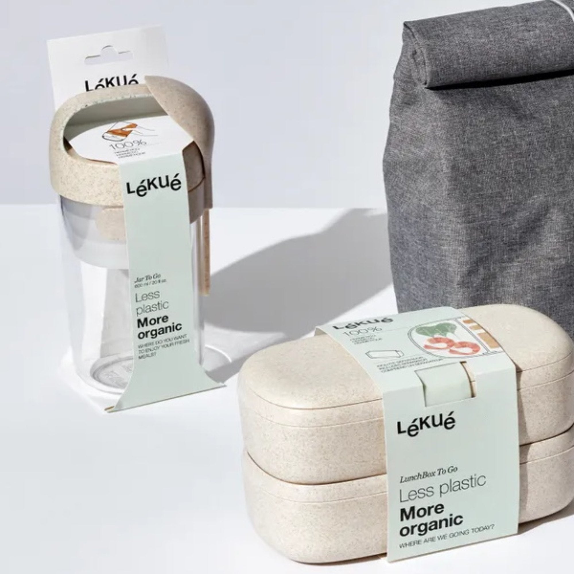 Ekologiczny pojemnik na przekąski Lekue To Go Organic 600 ml - z łyżką, idealny na sałatki i dodatki 