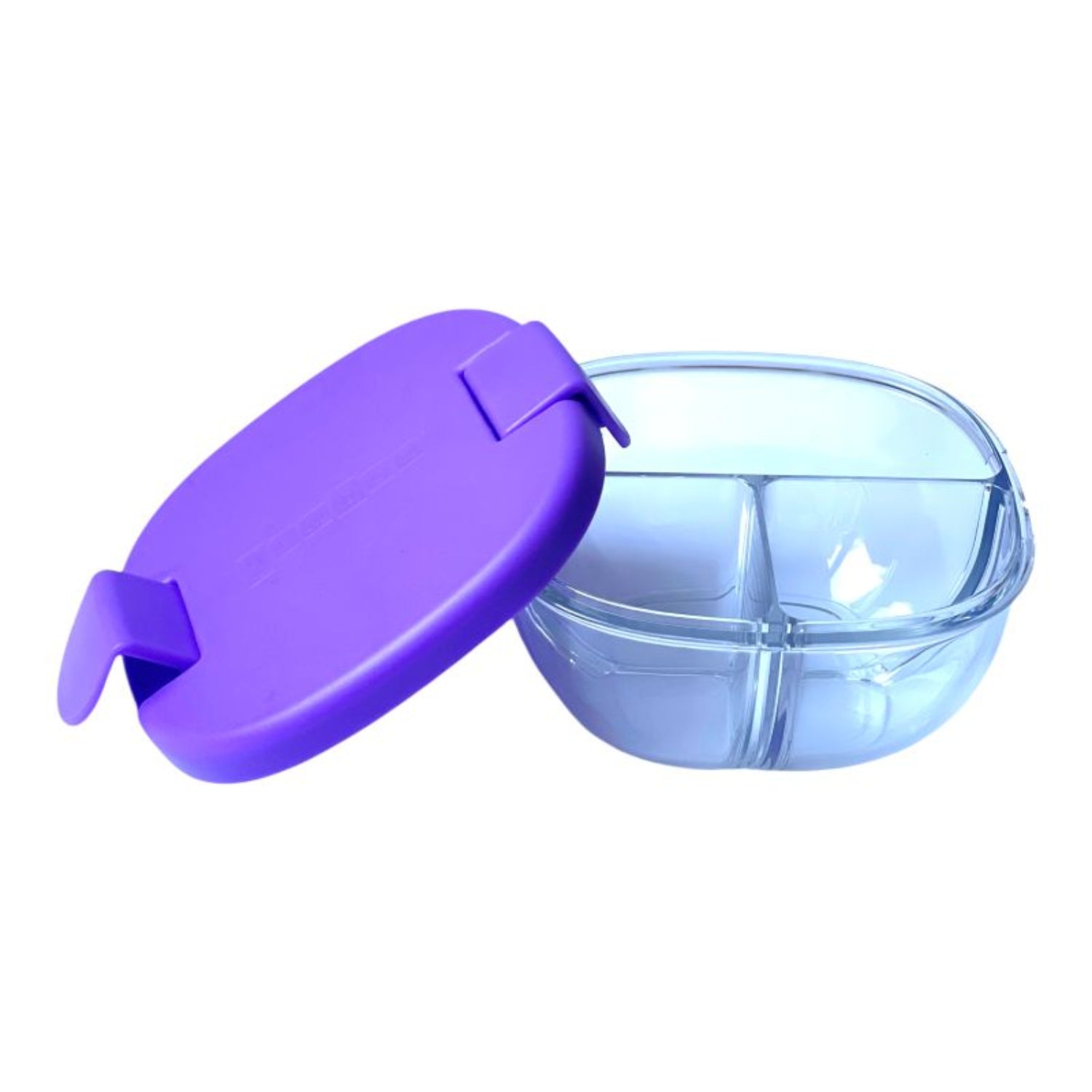 Pojemnik na przekąski Snack Bowl Yumbox – kompaktowy, z 3 przegródkami i szczelną pokrywką, idealny na przekąski, kolor: hazy purple (fioletowy)