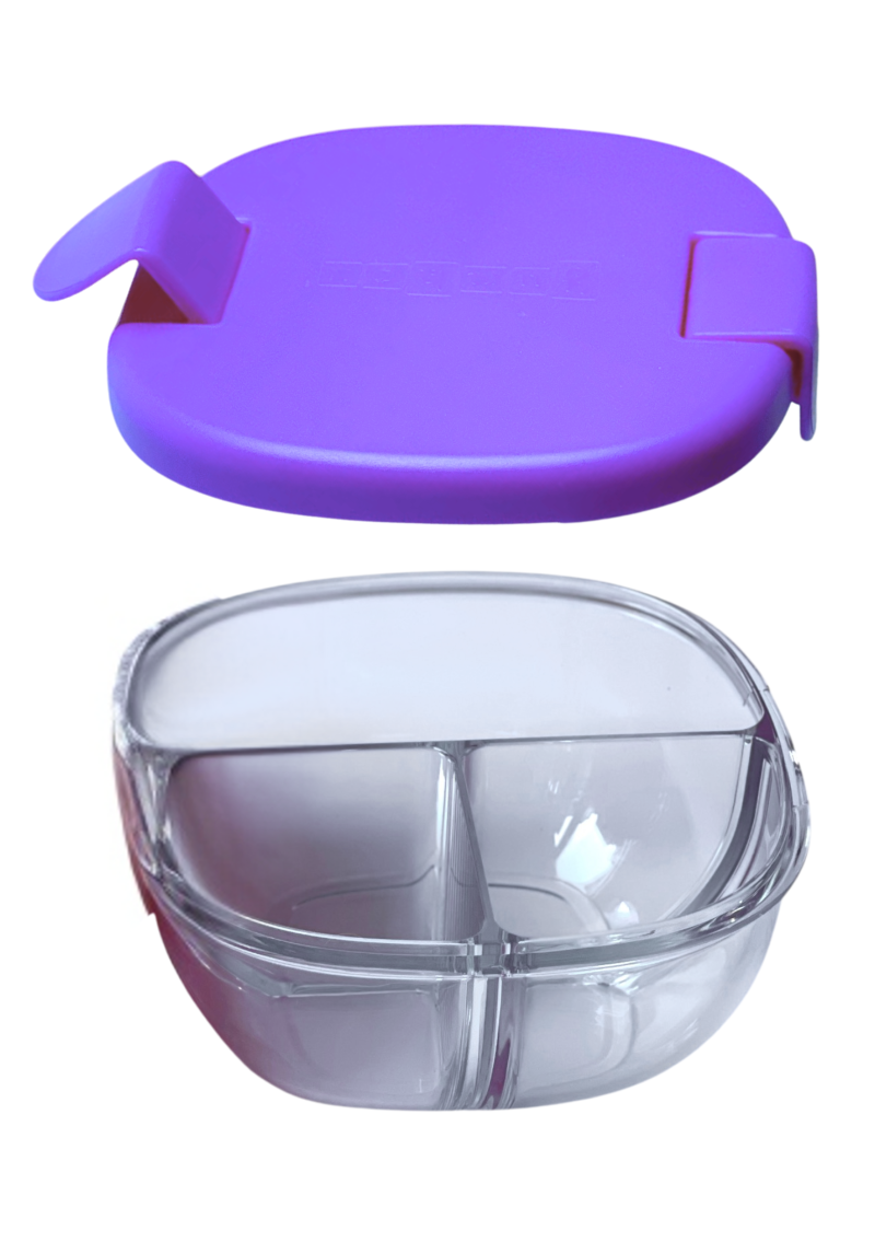 Pojemnik na przekąski Snack Bowl Yumbox – kompaktowy, z 3 przegródkami i szczelną pokrywką, idealny na przekąski, kolor: hazy purple (fioletowy)