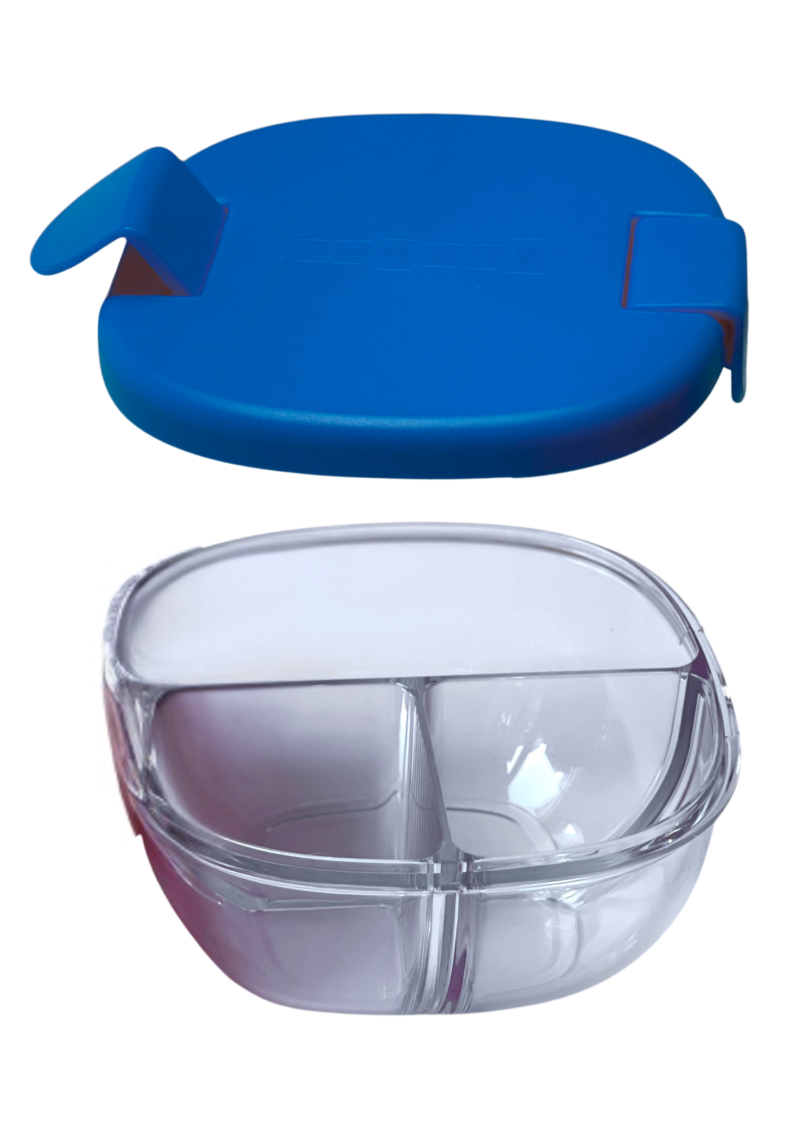 Pojemnik na przekąski Snack Bowl Yumbox – kompaktowy, z 3 przegródkami i szczelną pokrywką, idealny na przekąski, kolor: navy blue (granatowy)