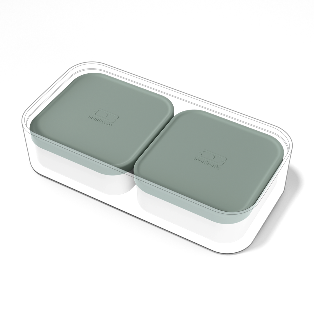 Monbento Pojemniki do Original – zestaw 4 pojemników, szczelne, bez BPA, do sosów i przekąsek, mikrofalówka i zmywarka, kolor: zielony