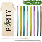 PURITY krótkie stalowe słomki, Rainbow Purity Drinking Straws & Stirrers | TwójLunchBox