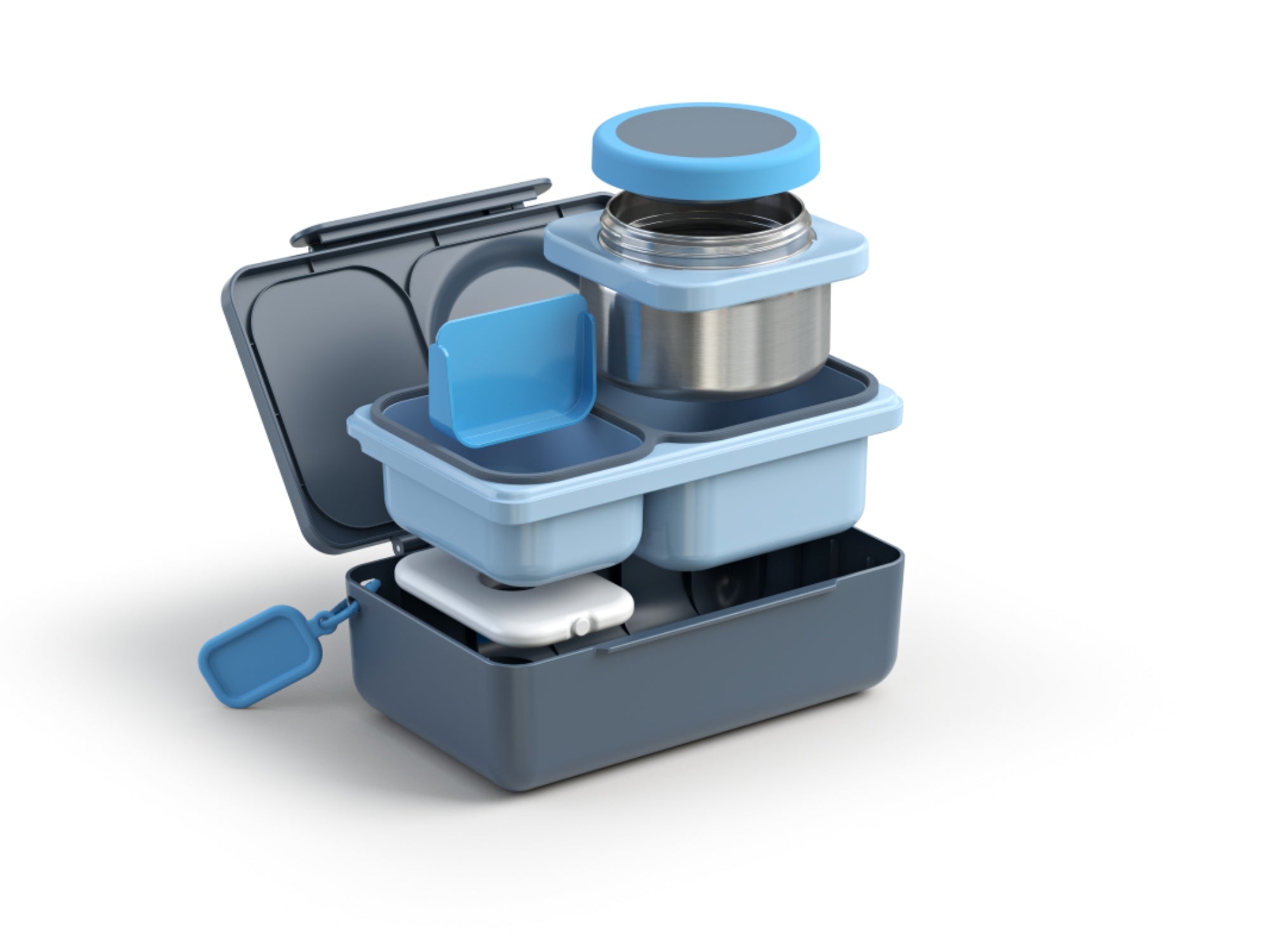 Niebieski separator do lunchboxa OmieBox UP - na owoce, warzywa i orzechy