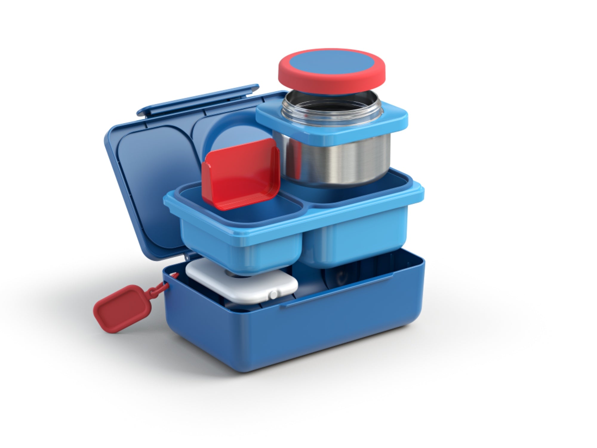 Czerwony separator do lunchboxa OmieBox UP - na owoce, warzywa i orzechy