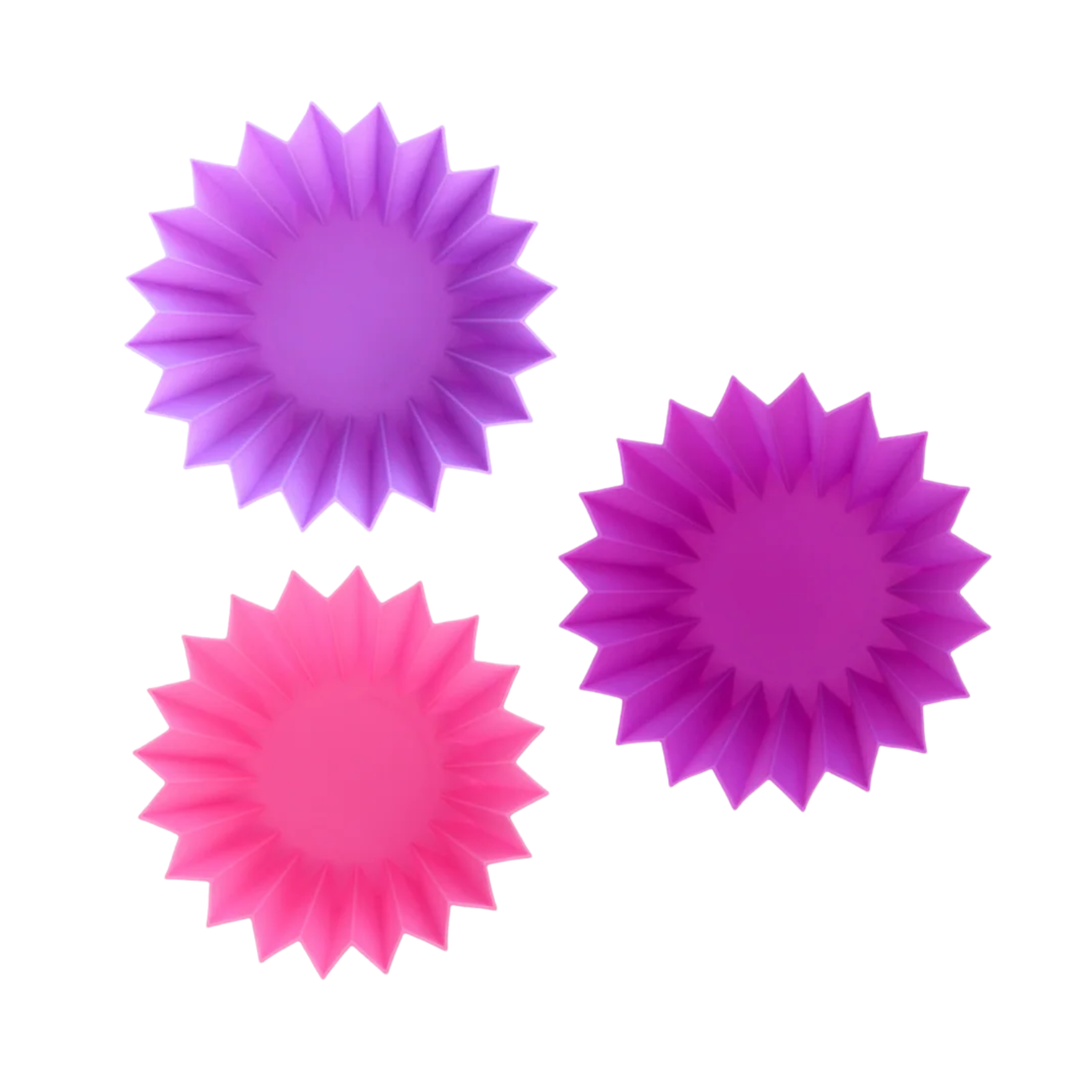 Silikonowe foremki do lunch boxa Lunch Punch Blush - zestaw 3 foremek do oddzielania porcji, elastyczne, bez BPA, na owoce i warzywa, kolor: różowy / fioletowy