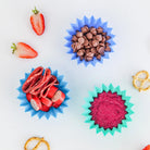 Silikonowe foremki do lunch boxa Lunch Punch Burst - zestaw 3 foremek do oddzielania porcji, elastyczne, bez BPA, na owoce i warzywa, kolor: niebieski / zielony