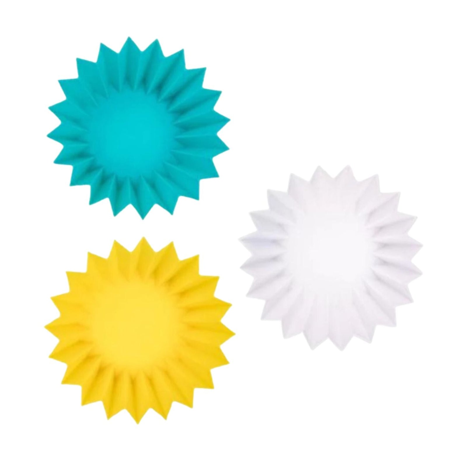 Silikonowe foremki do lunch boxa Lunch Punch Yellow - zestaw 3 foremek do oddzielania porcji, elastyczne, bez BPA, na owoce i warzywa, kolor: żółty/ turkusowy