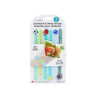 Silikonowe opaski do wrapów Melii - 6 szt., idealne dla chłopca, do owijania jedzenia i woreczków, proste w użyciu, 100% bezpieczne, wzór: piłki