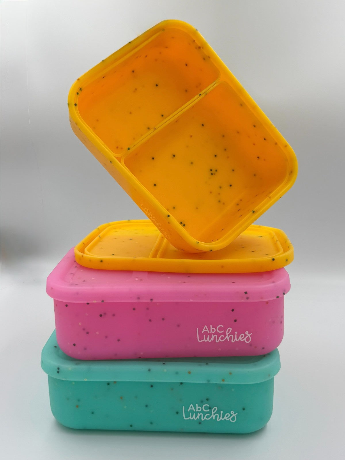 Pomarańczowy silikonowy bento box z 2 komorami ABC Lunchies
