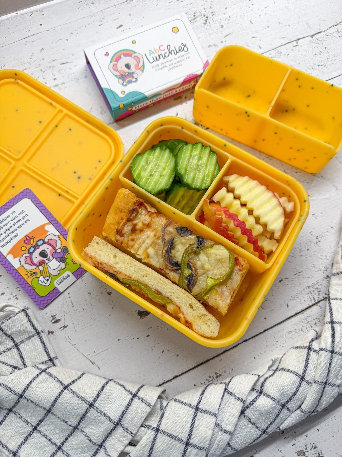 Pomarańczowe silikonowe pudełko na lunch z 4 komorami ABC Lunchies