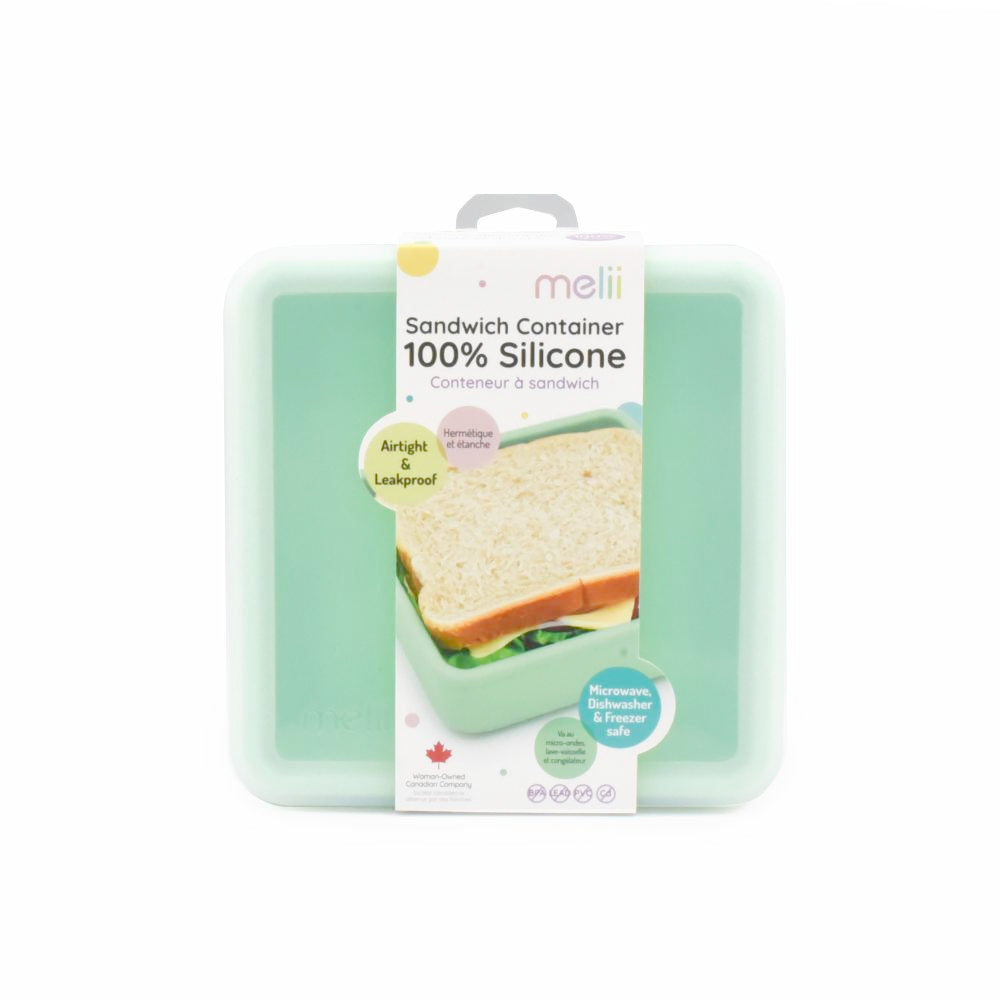 Silikonowy pojemnik na kanapki Melii - łatwe otwieranie, trwały, odporny na zarysowania, bezpieczny dla zdrowia, idealny do pracy i szkoły, kolor: zielony