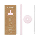 Nakrętka ze słomką Muuki Mini  Marshmallow do butelki szklanej 500 ml w pudrowo różowym kolorze
