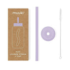 Nakrętka ze słomką Muuki Mini Pastel Lilac do szklanej butelki 500 ml