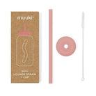 Czerwona nakrętka ze słomką Muuki Mini Terra Cotta do szklanej butelki 500 ml