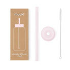 Jasnoróżowa nakrętka ze słomką Muuki Marshmallow do dużej butelki szklanej 720 ml