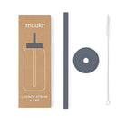 Szary ustnik ze słomką do butelki Muuki 720 ml w kolorze Smoke Grey