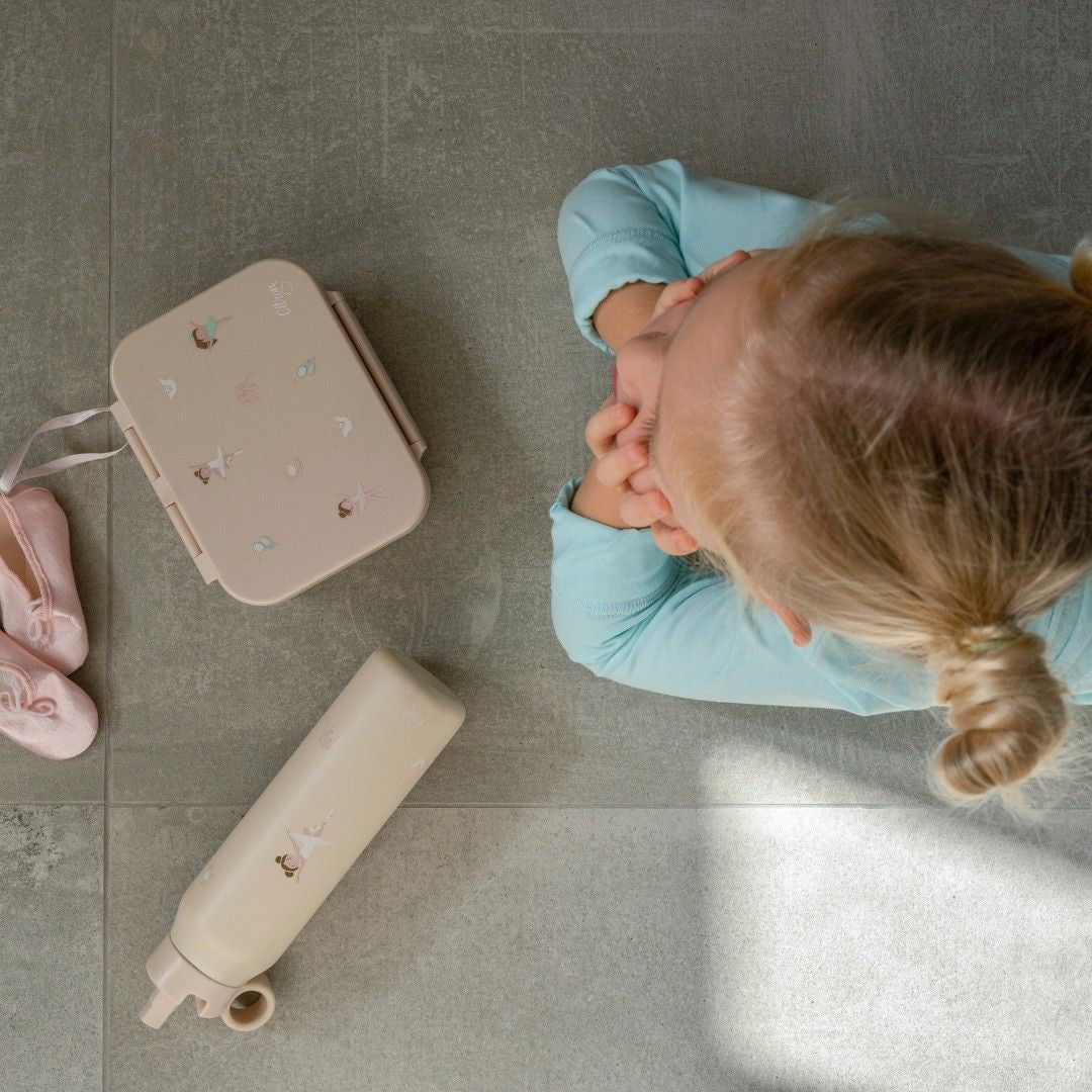 Citron Snack Box Ballerina tritanowy pojemnik na przekąski - 3 przegródki, szczelny, łączony silikon, bez BPA, wzór: baleriny