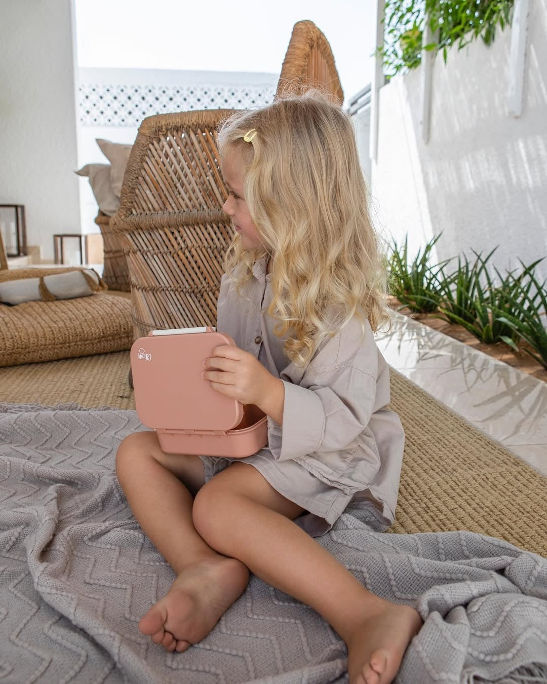 Citron Snack Box Blush Pink tritanowy pojemnik na przekąski - 3 przegródki, szczelny, łączony silikon, bez BPA