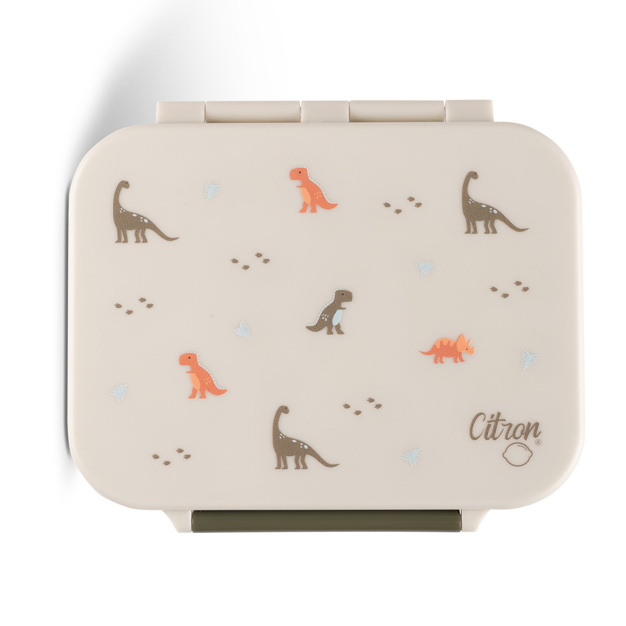 Citron Snack Box Dino tritanowy pojemnik na przekąski - 3 przegródki, szczelny, łączony silikon, bez BPA, wzór: dinozaury