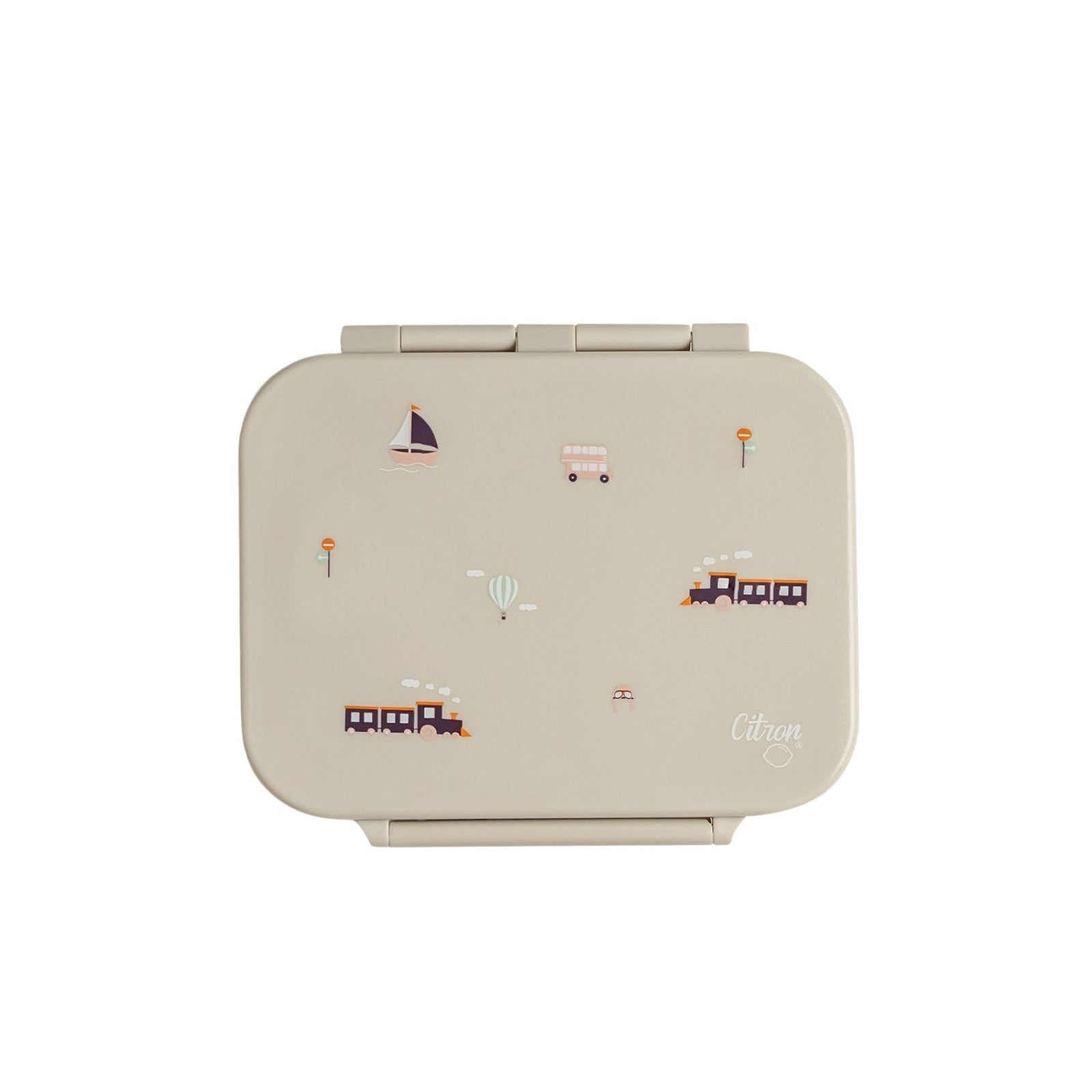 Citron Snack Box Vehicles tritanowy pojemnik na przekąski - 3 przegródki, szczelny, łączony silikon, bez BPA, wzór: pojazdy