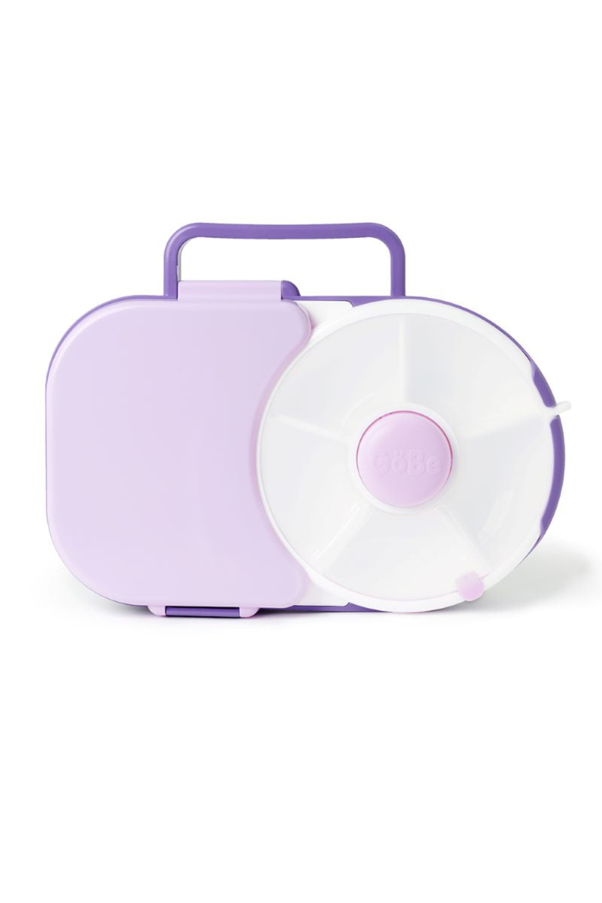Śniadaniówka GoBe 2w1 – lunchbox i pojemnik na przekąski dla dzieci, interaktywny, do szkoły i przedszkola, kolor: grape purple
