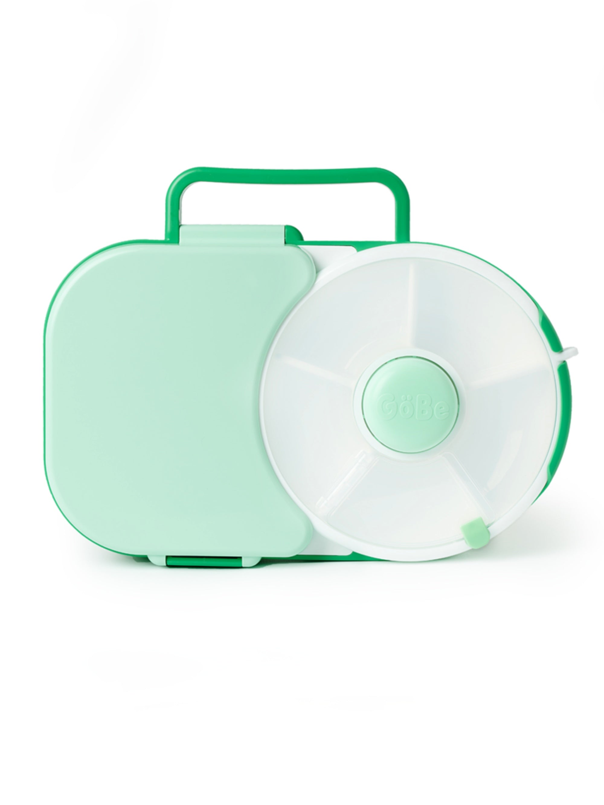 Śniadaniówka GoBe 2w1 – lunchbox i pojemnik na przekąski dla dzieci, interaktywny, do szkoły i przedszkola, kolor: sage green
