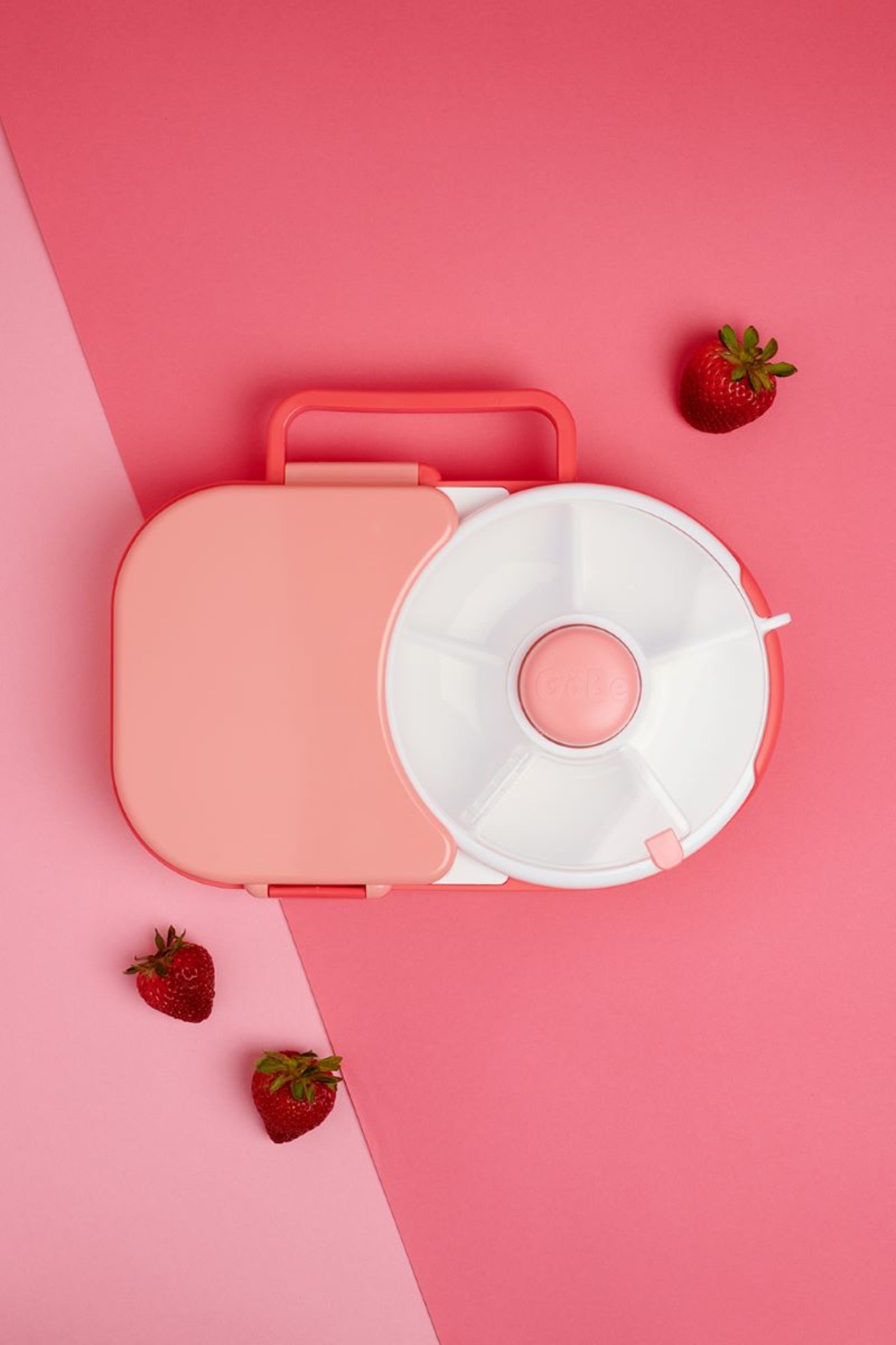 Śniadaniówka GoBe 2w1 – lunchbox i pojemnik na przekąski dla dzieci, interaktywny, do szkoły i przedszkola, kolor: watermelon pink