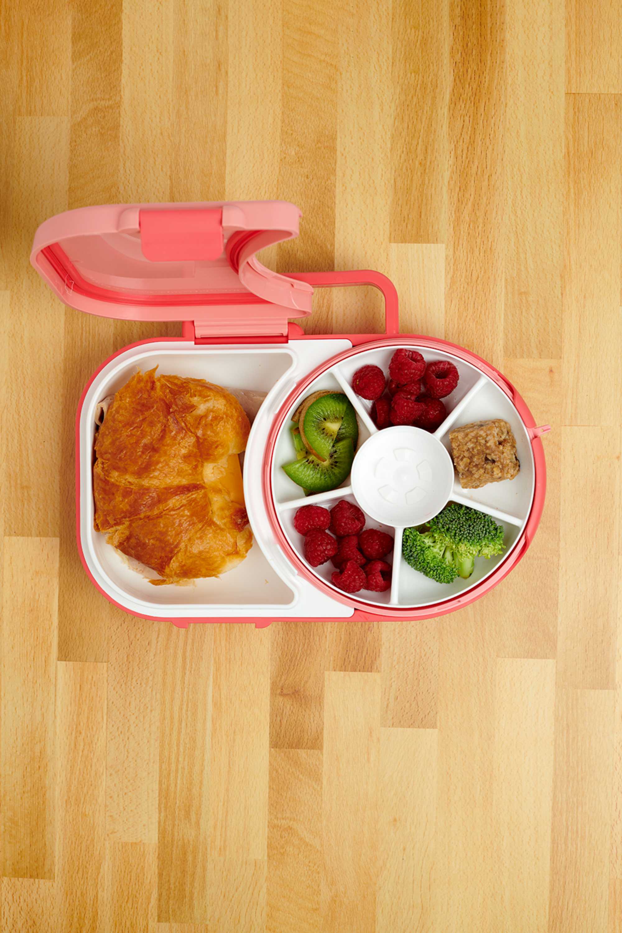 Śniadaniówka GoBe 2w1 – lunchbox i pojemnik na przekąski dla dzieci, interaktywny, do szkoły i przedszkola, kolor: watermelon pink