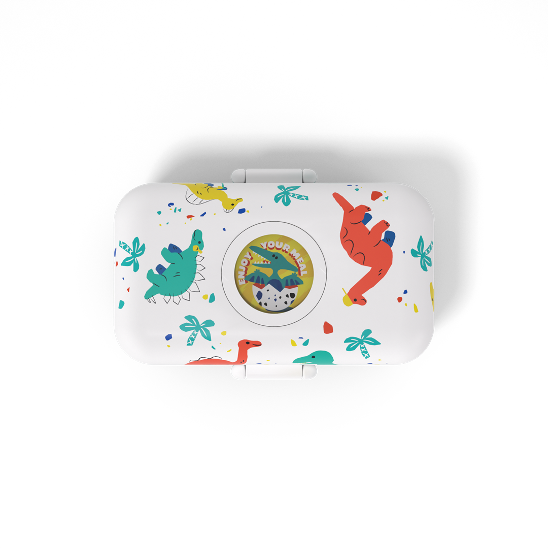 Monbento Tresor Dino – lunchbox dla dzieci z 3 pojemnikami. Lekki, szczelny i łatwy w otwieraniu. Idealny do szkoły, na wycieczkę i piknik, wzór: dinozaury
