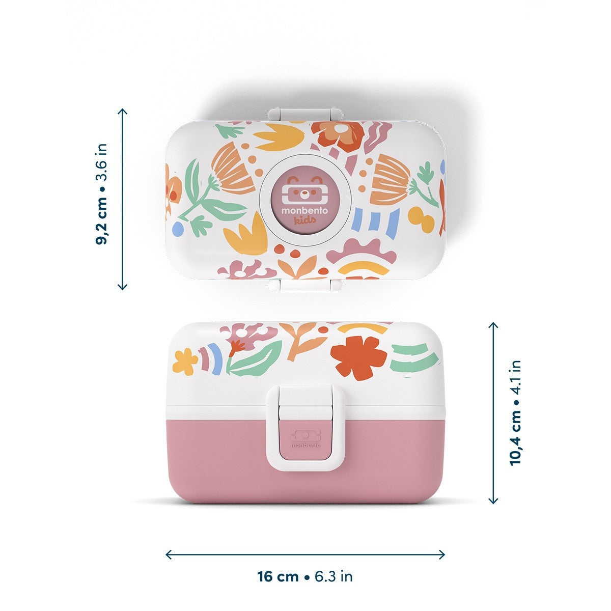 Różowy lunchbox dla dzieci z motywem kolorowych kwiatków Monbento Tresor Papercut