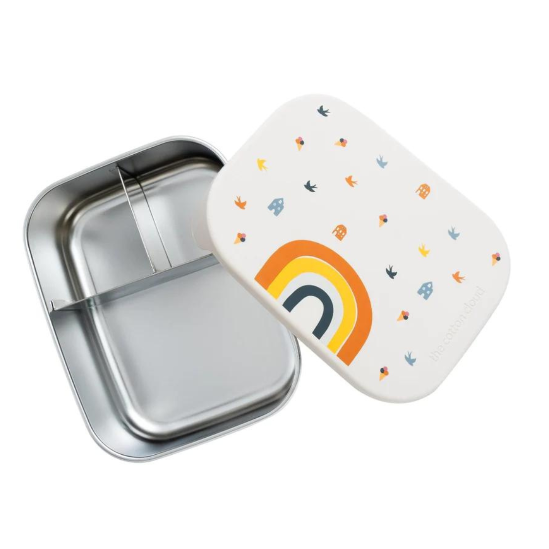 Śniadaniówka The Cotton Cloud Rainbow – 1000 ml, miękka pokrywka, przegródka, uroczy design, idealny do szkoły / przedszkola, wzór: tęcza