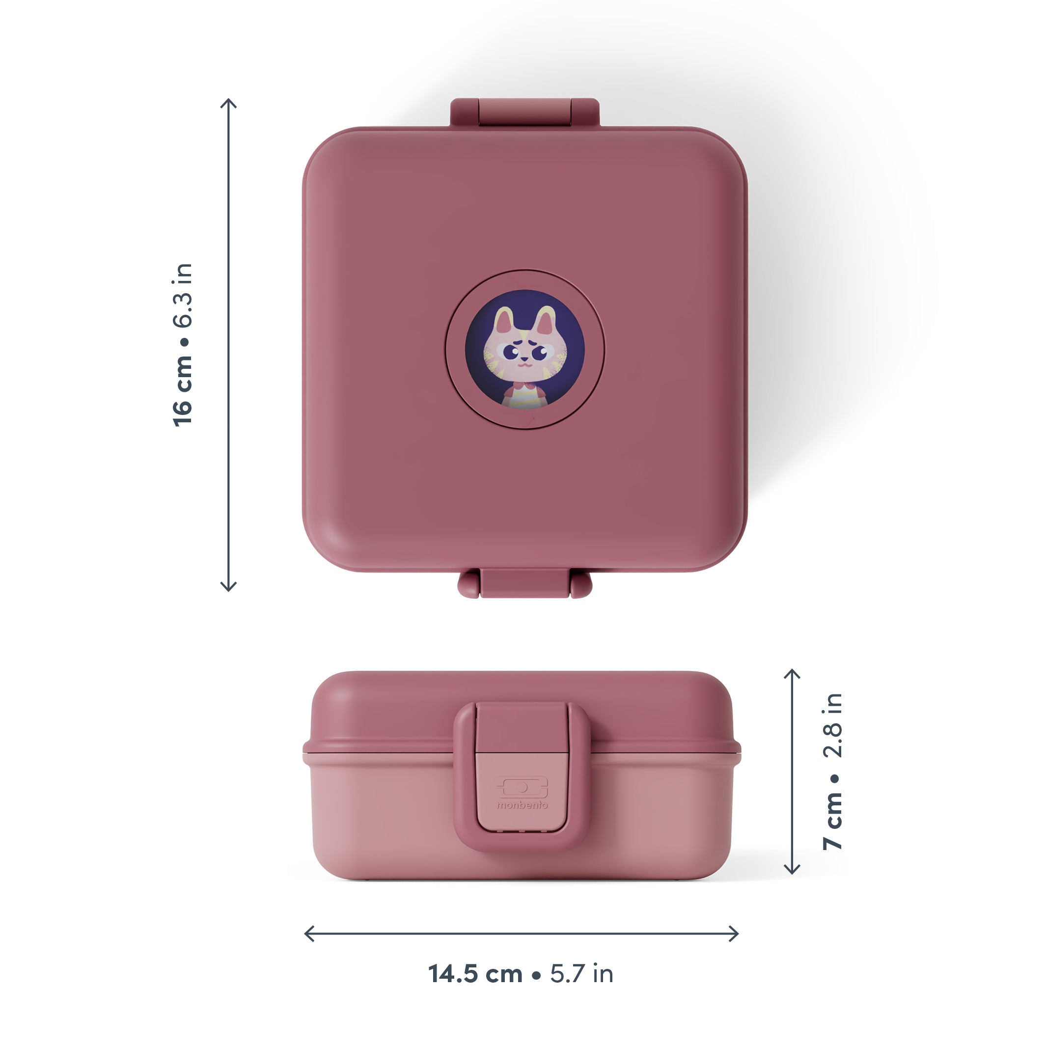 Lunchbox Monbento Snacky Blush – lekki, szczelny i bez BPA, z uchwytem, małym pojemniczkiem i sztućcami, kolor: różowy