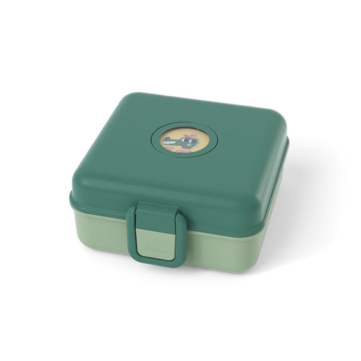 Lunchbox Monbento Snacky Forest – lekki, szczelny i bez BPA, z uchwytem, małym pojemniczkiem i sztućcami, kolor: zielony
