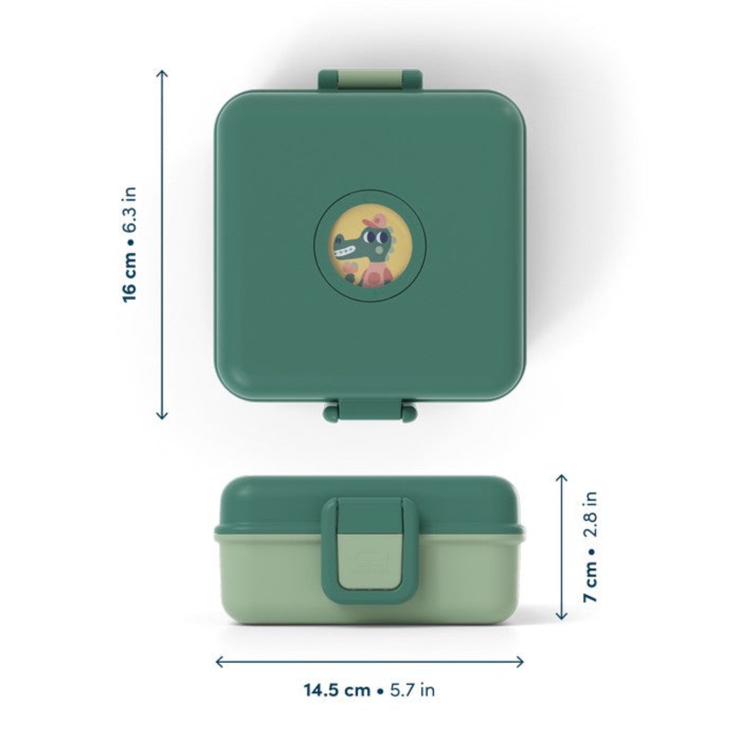 Lunchbox Monbento Snacky Forest – lekki, szczelny i bez BPA, z uchwytem, małym pojemniczkiem i sztućcami, kolor: zielony