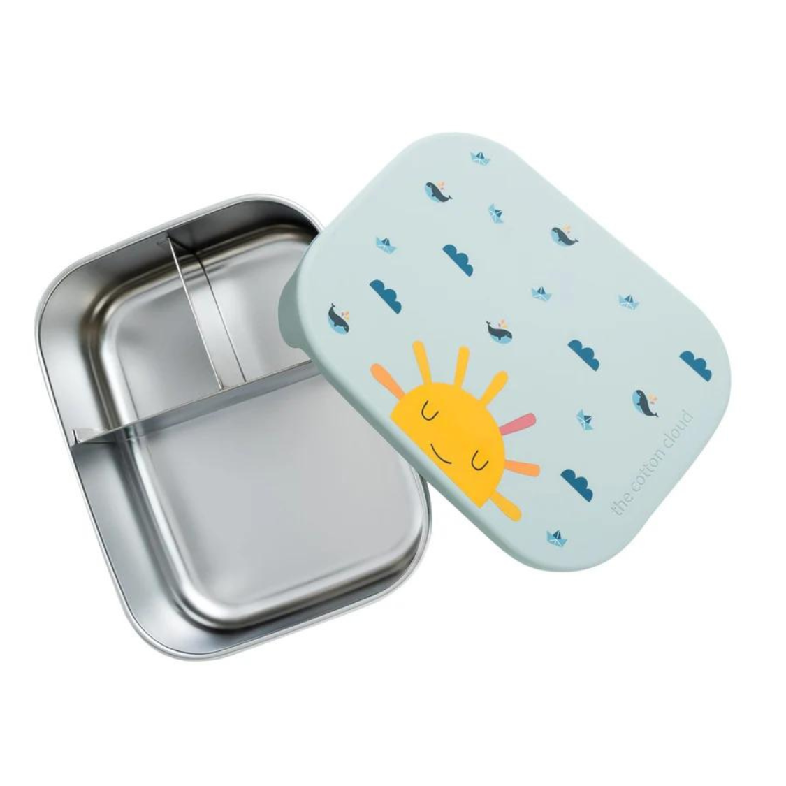 Śniadaniówka The Cotton Cloud Sunshine – 1000 ml, miękka pokrywka, przegródka, uroczy design, idealny do szkoły / przedszkola, wzór: słońce