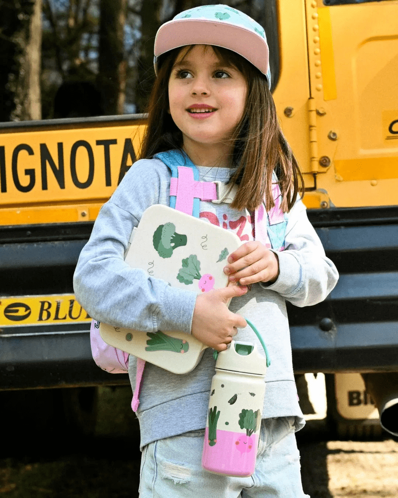 Śniadaniówka The Cotton Cloud Veggie Pals – 1000 ml, miękka pokrywka, wyjmowana przegródka, uroczy design, idealny do szkoły / przedszkola, wzór: warzywa