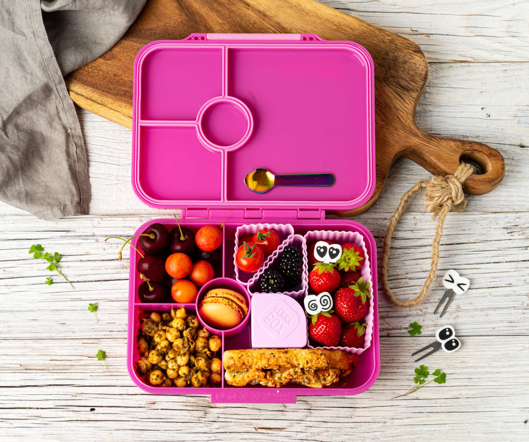 Lekkabox Classic Berry – lekka śniadaniówka z 4 przegródkami, szczelna i bez BPA, idealna do szkoły, przedszkola i pracy.