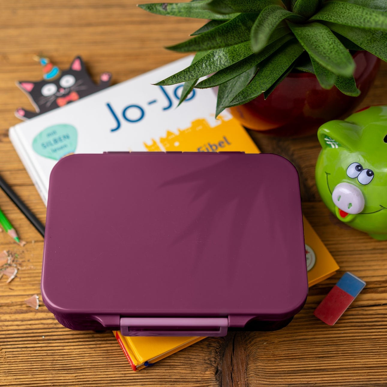 Lekkabox Classic Plum – lekka, różowa śniadaniówka z 4 przegródkami, szczelna i bez BPA, idealna do szkoły, przedszkola i pracy.