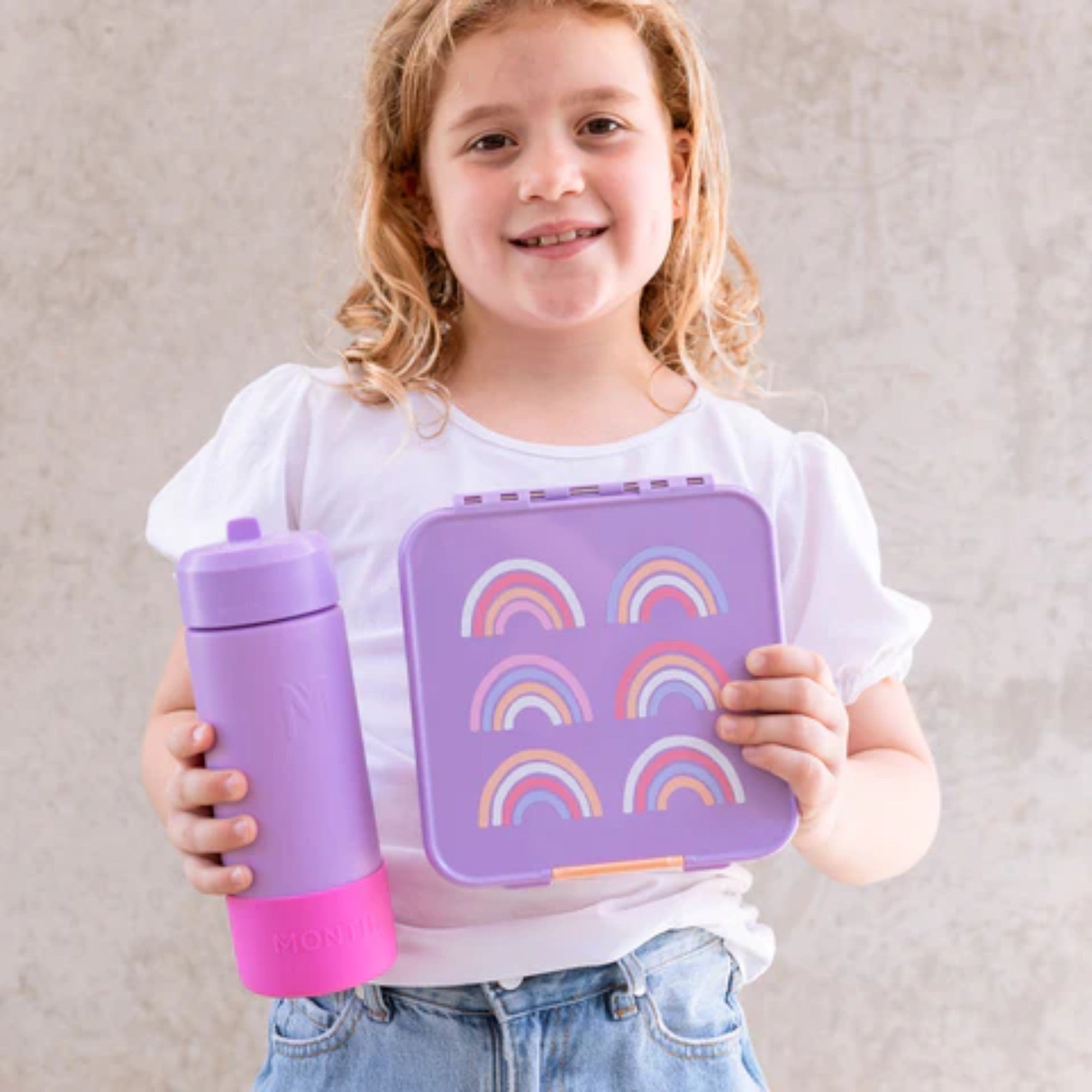LunchBox MontiiCo Rainbow Roller – 3 przegrody, szczelny, lekki i idealny na śniadanie do szkoły lub przedszkola, wzór: tęcza