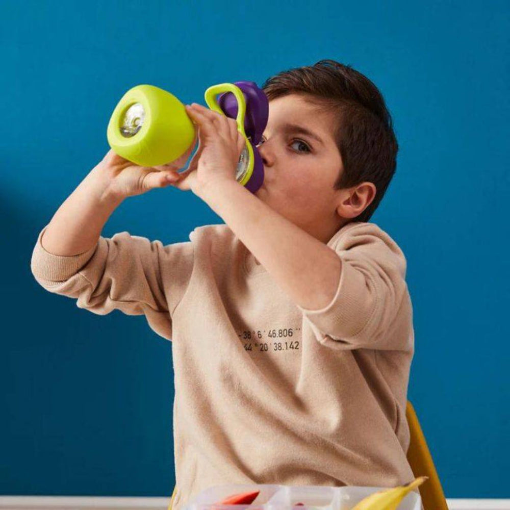 Sportowa butelka tritanowa B.box Lilac Pop 600 ml – z ergonomicznym kształtem i szerokim wlewem.