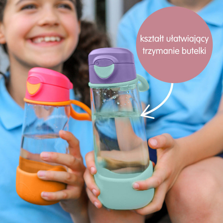 Sportowa butelka tritanowa B.box Midnight 600 ml – z ergonomicznym kształtem i szerokim wlewem.