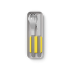 Monbento Slim Box Yellow – stalowe, kompaktowe sztućce w etui, idealne do lunchboxa i podróży, kolor: żółty