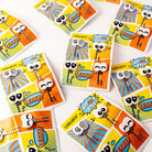 Lekkabox Cartoon Eyes – zestaw widelczyków ze stali nierdzewnej, silikonowe ozdobne końcówki, bezpieczne, wielorazowe, łatwe w czyszczeniu