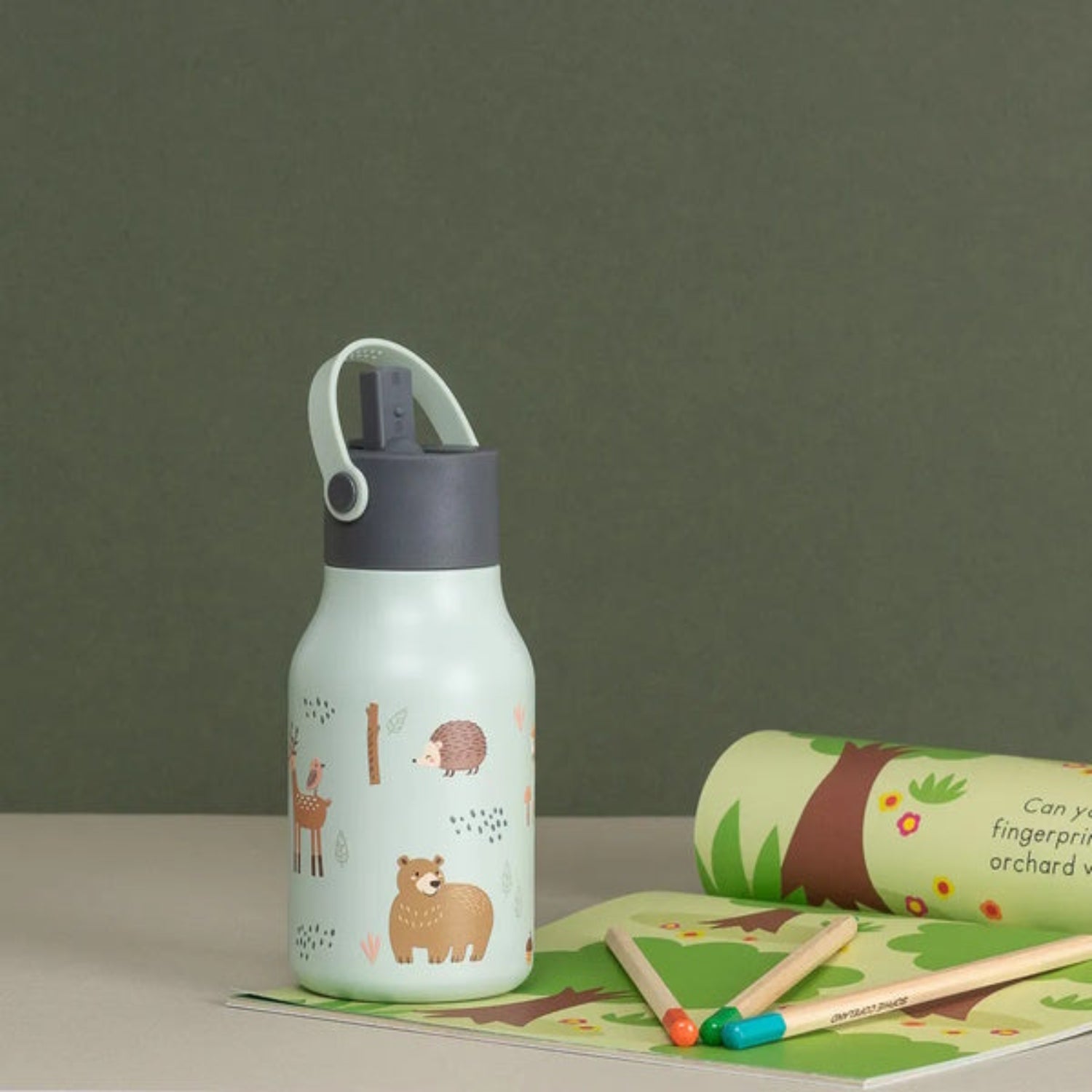 Bidon dla dzieci Lund London Woodland – stal nierdzewna, 400 ml, idealny dla malucha