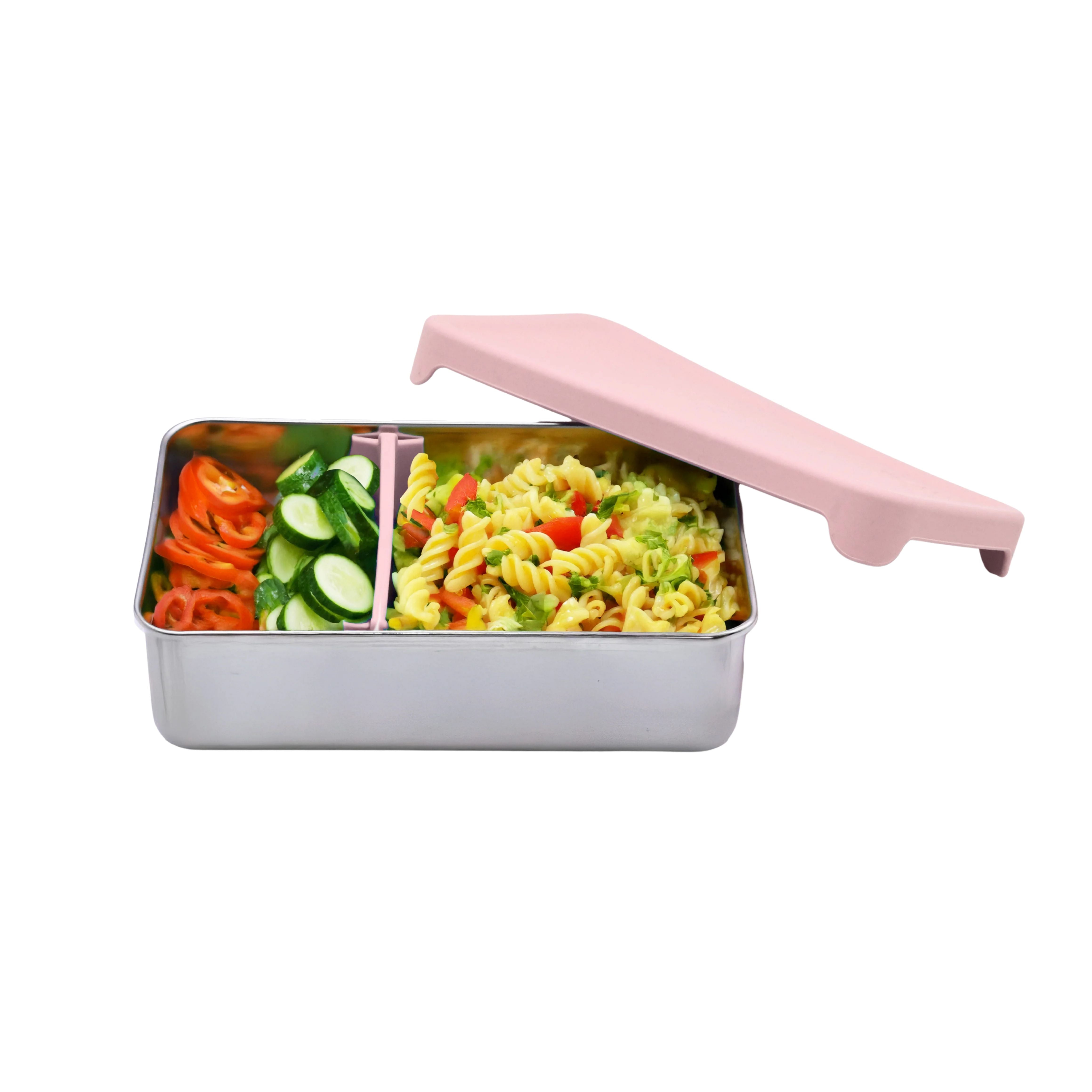 Stalowy lunchbox Melii z wyjmowaną przegródką w kolorze różowym