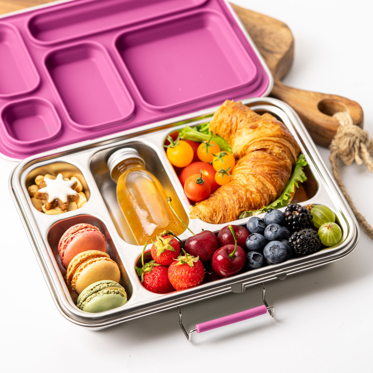 Lekkabox Grande Berry – stalowy lunchbox 960 ml z 5 szczelnymi przegródkami, idealny do pracy, szkoły i na wycieczki