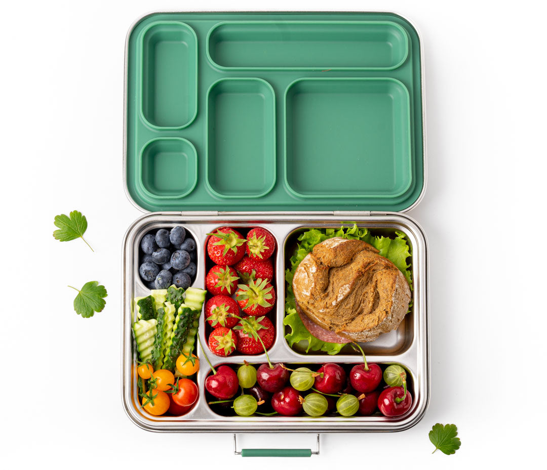 Lekkabox Grande Forest – stalowy lunchbox 960 ml z 5 szczelnymi przegródkami, idealny do pracy, szkoły i na wycieczki